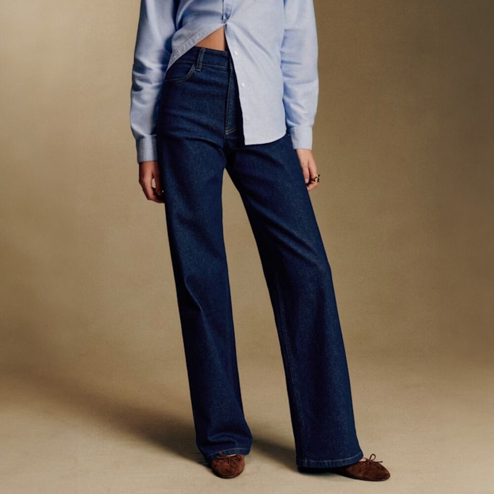 Sezane Dark Blue Flare & Wide Leg Jeans